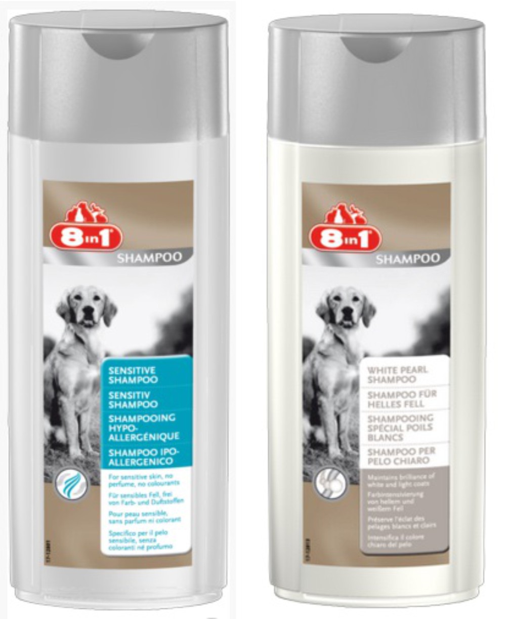 8in1 Kombi Shampoo sensitive und helles Fell je 250 ml Hundepflege Hundeshampoo