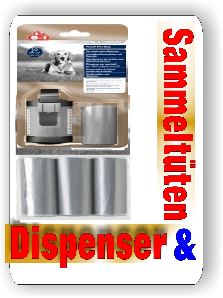 8in1 Dispenser und 75 Sammeltüten für Hundekot Poop Patrol