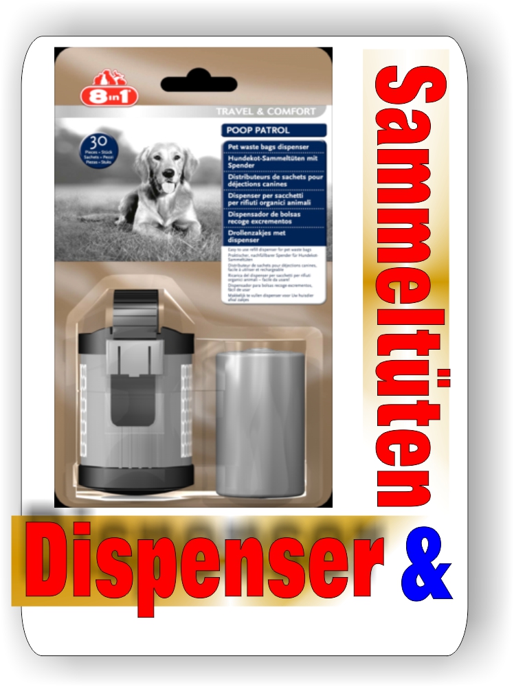 8in1 Dispenser und 30 Sammeltüten für Hundekot Poop Patrol