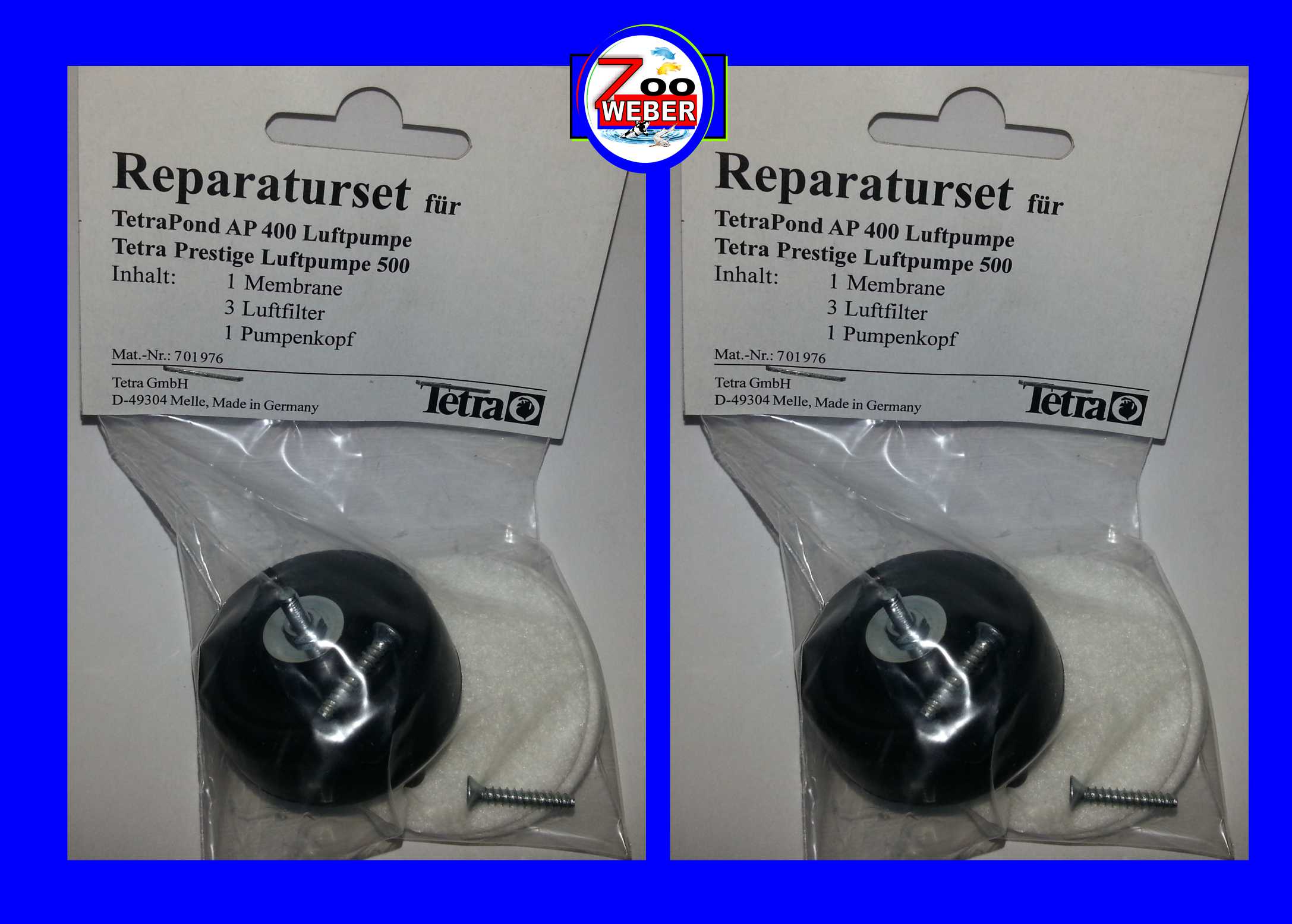 Membran Doppelpack Ersatzteilset für Tetra Lüfterpumpe AP 400Teichlüfterpumpe